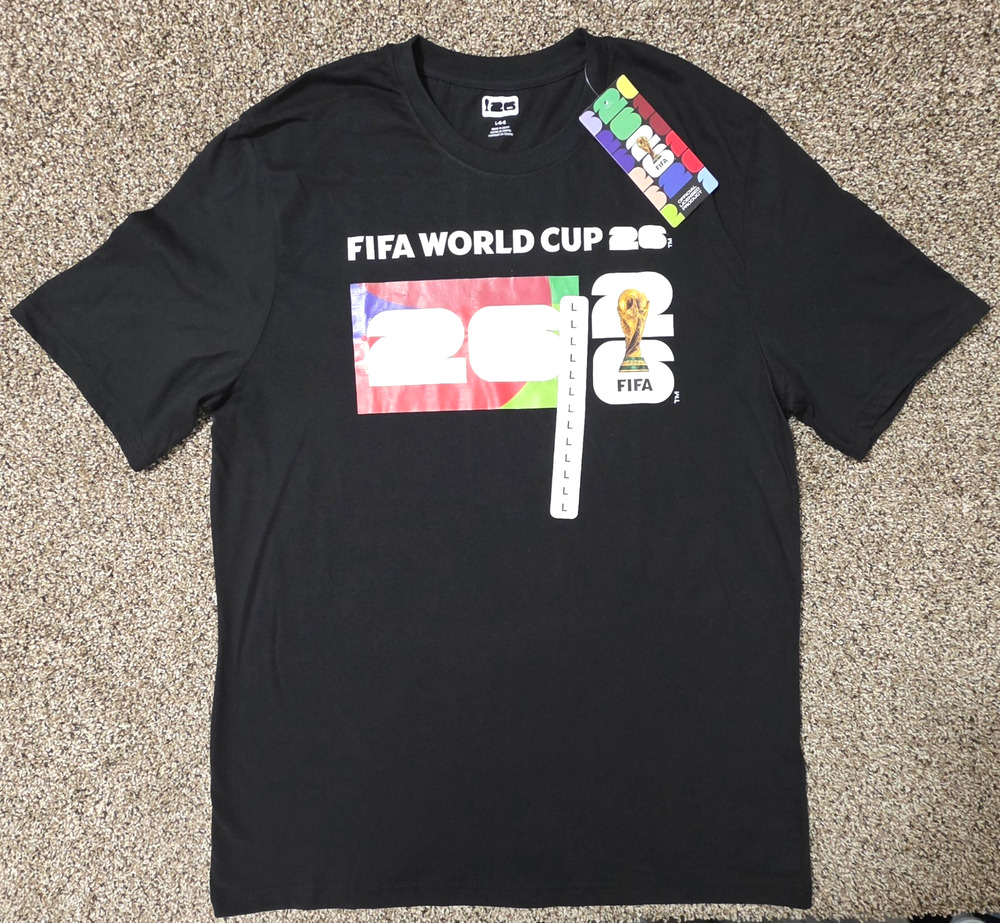 FIFA World Cup 2026 Men’s Black Graphic Logo Crew Neck T-Shirt Large
